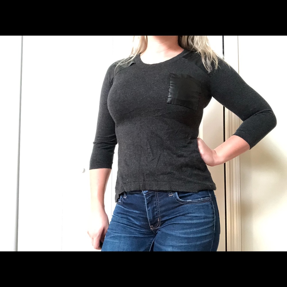 “Leather” 3/4 sleeve shirt